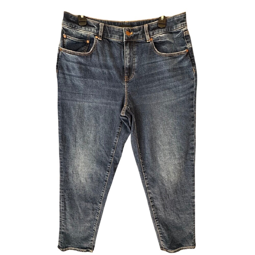 Talbots‎ High Rise Crop Jeans Womens 8 Blue Relaxed Straight Mom Denim